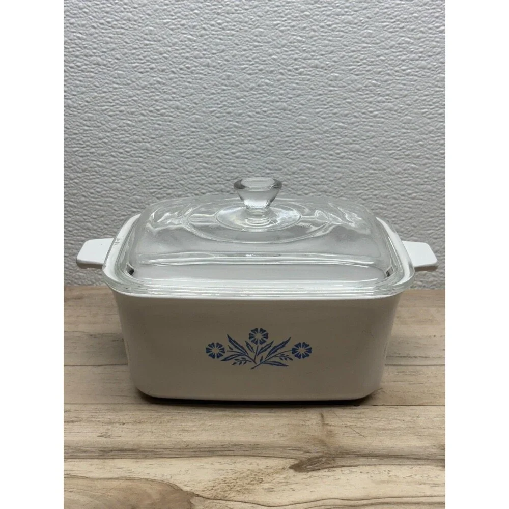 Vtg Corning Ware Blue Cornflower Casserole Dish P-4-B 7x5 1/2x 3 With Lid